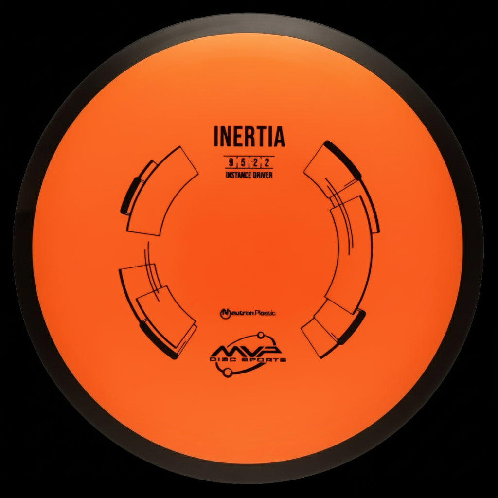 MVP Neutron Inertia orange disc with black rim and minimalistic geometric stamp design