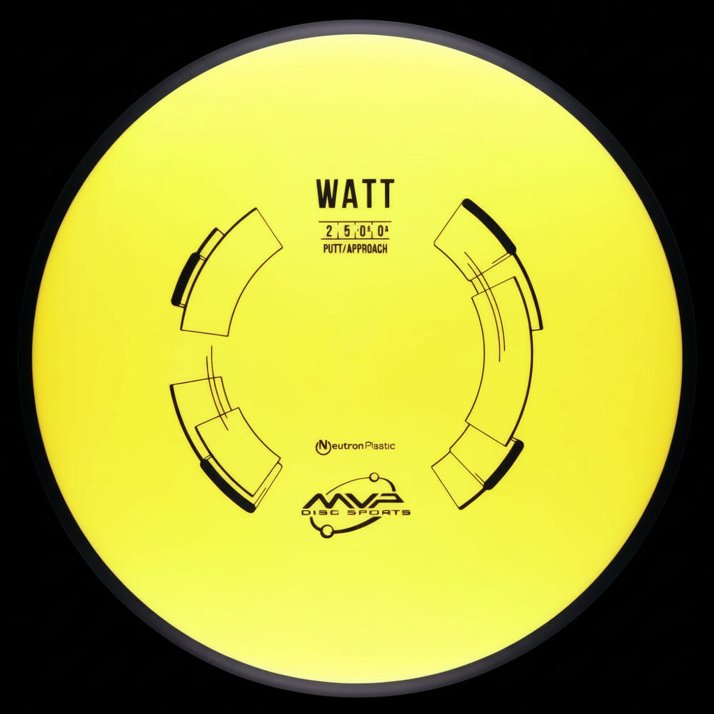 MVP Neutron Watt disc — yellow Neutron plastic putt & approach disc, 2 | 5 | 0 | 0.5 flight numbers