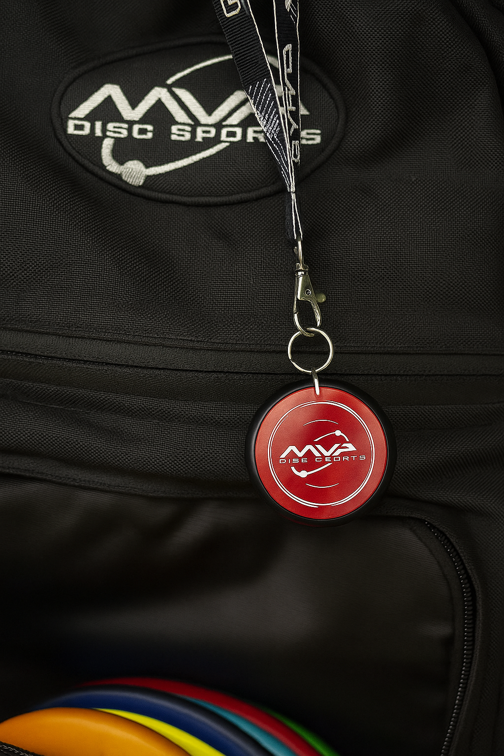 MVP Lanyard black strap with MVP Disc Sports logo and metal clasp