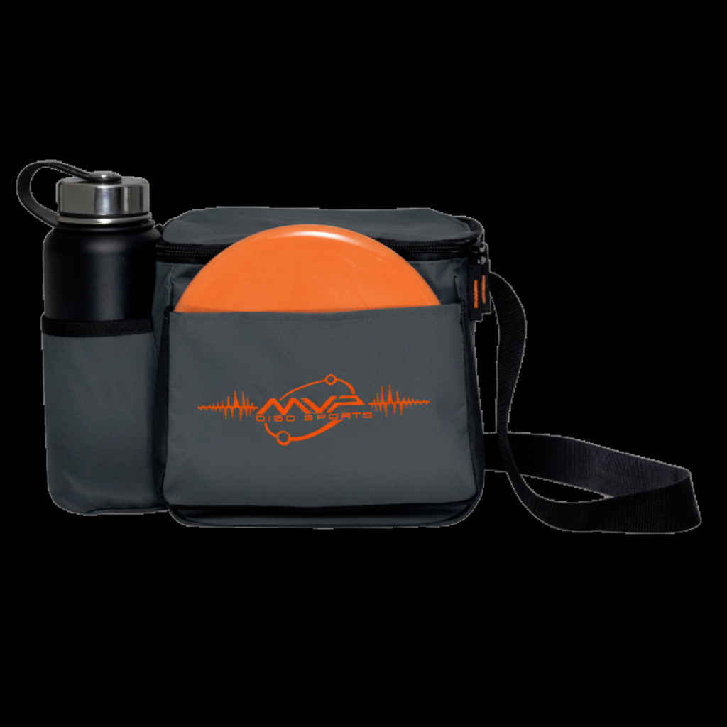 MVP Cell Bag Gray / Orange — lightweight beginner disc golf bag for 6–10 discs.