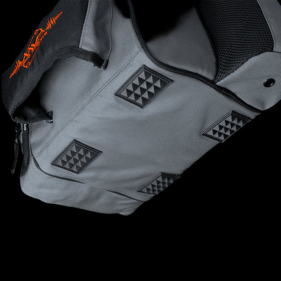 MVP Beaker Bag Gray / Orange — compact disc golf shoulder bag for 12–15 discs.