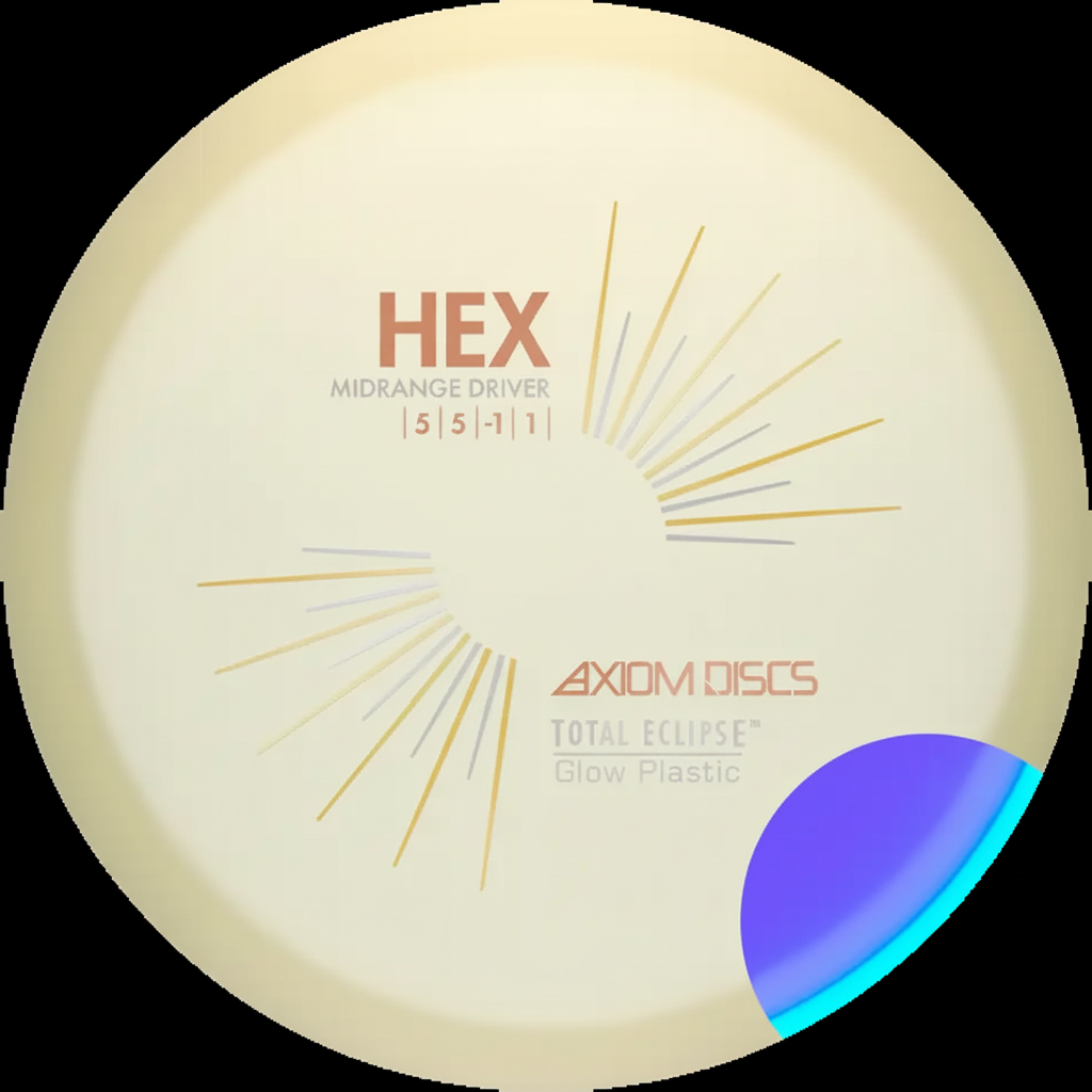 Axiom Total Eclipse Hex disc – front view, glowing rimplate  
