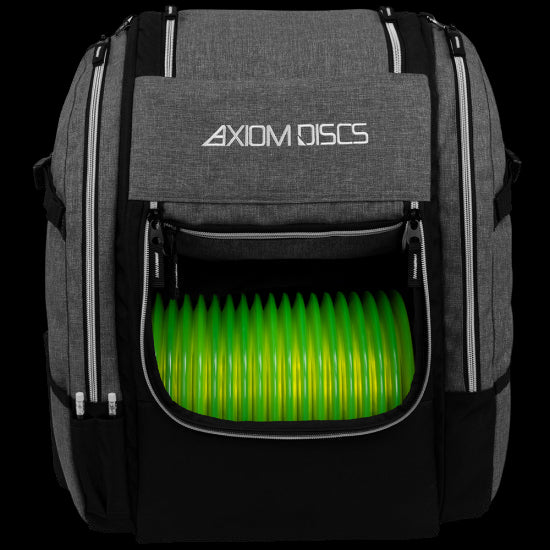 Axiom Voyager Lite Heather Gray disc golf backpack with lightweight ripstop material