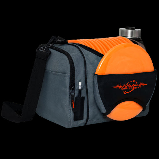 MVP Beaker Bag Gray / Orange — compact disc golf shoulder bag for 12–15 discs.