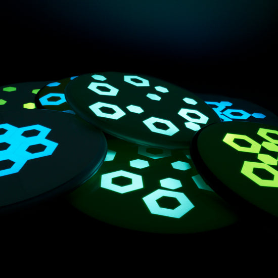 Hive Firefly Glow Vinyls Aqua – glow disc golf stickers for night play