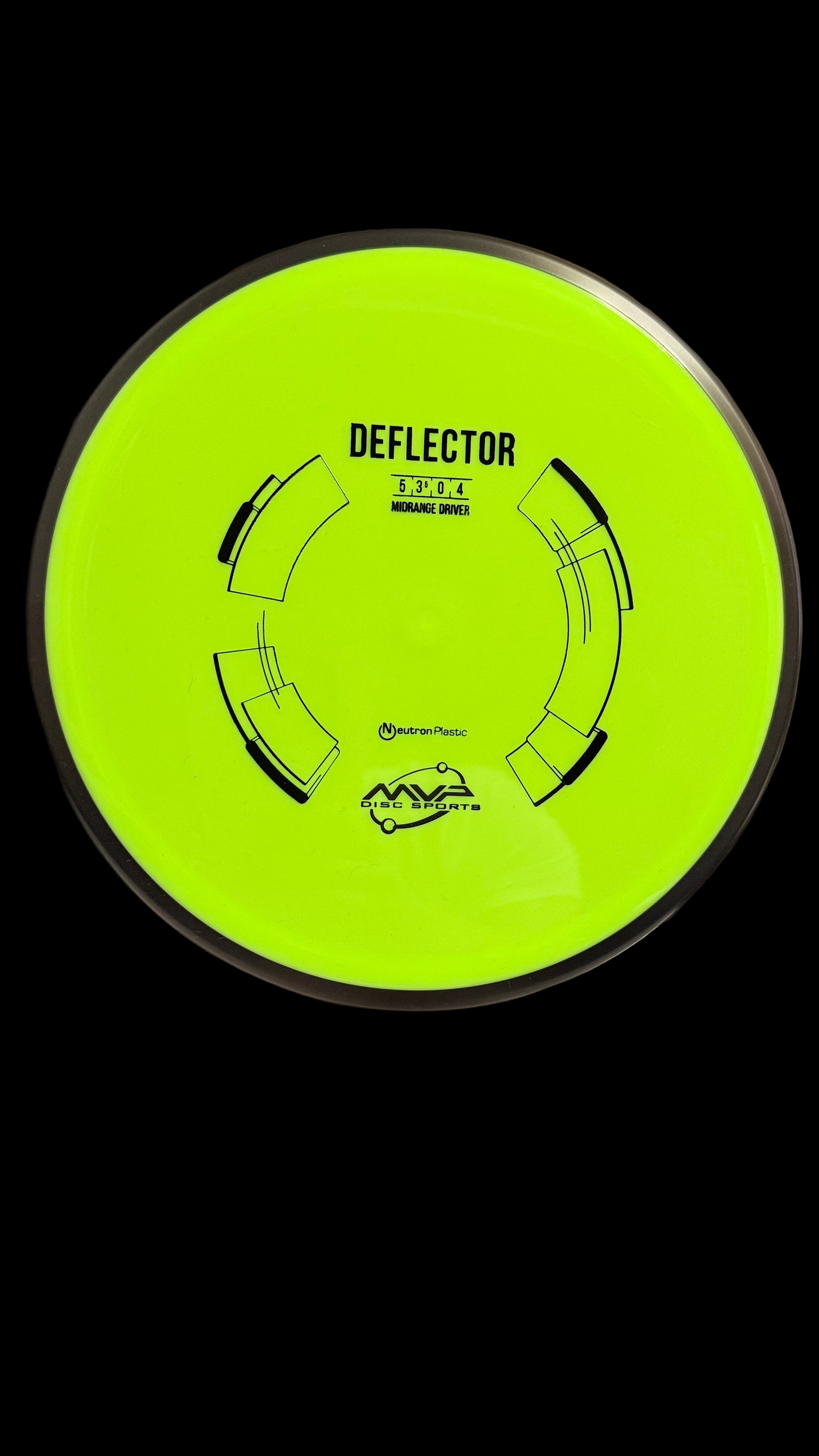 MVP Neutron Deflector green overstable midrange disc with Neutron plastic and 5|3|0|4 flight numbers