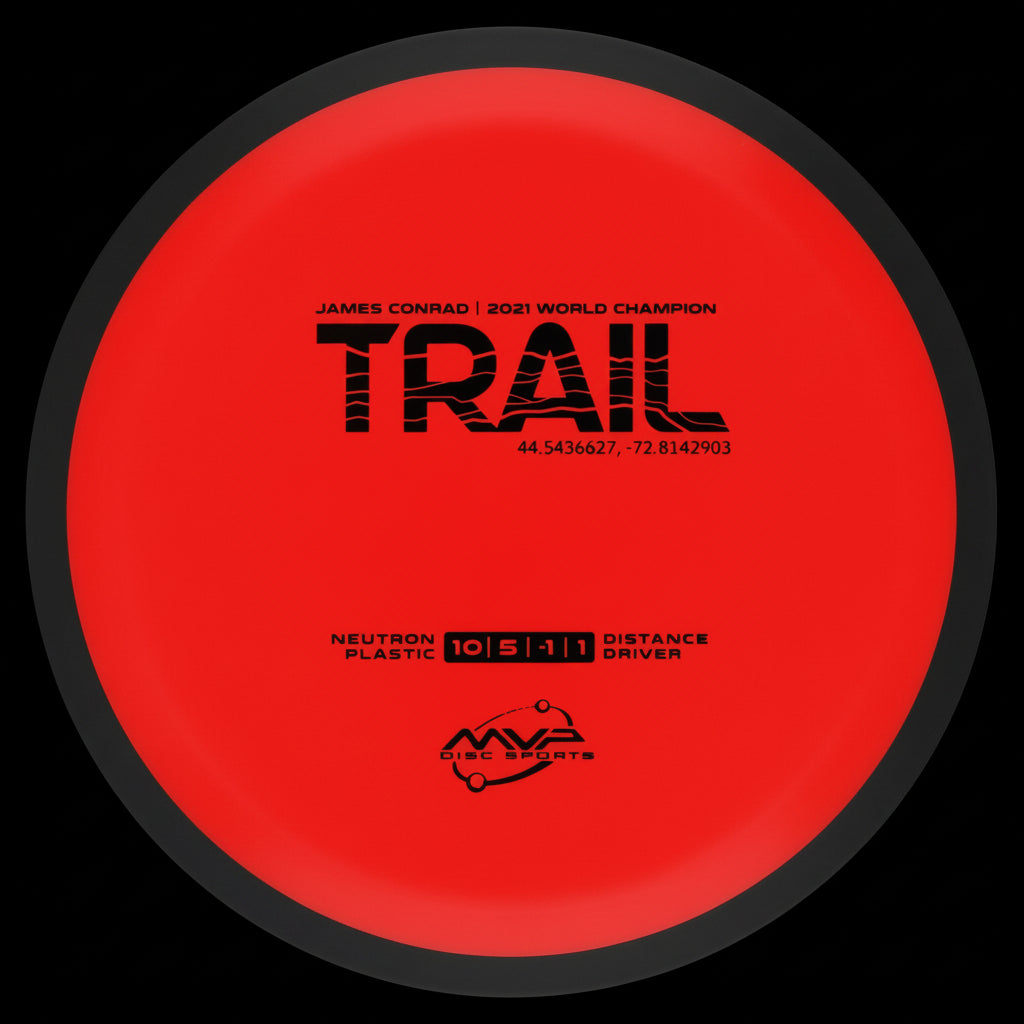 MVP Neutron Trail RED disc with black rim and Trail 10|5|-1|1 stamp