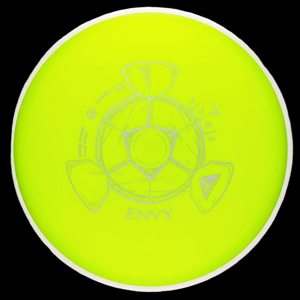 Axiom Neutron Envy putt and approach disc in premium two-tone Neutron plastic for straight, controlled flight
