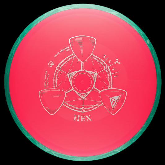Axiom Neutron Hex midrange disc in premium two-tone Neutron plastic for straight and controllable flight